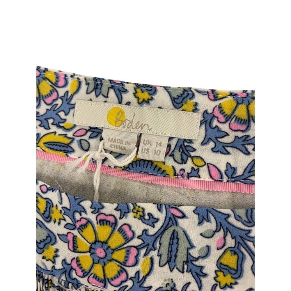 Boden Womens Skirt UK 14 US 10 Mini Multi Floral Print Plisse Layered R0178 NWT - Picture 4 of 11